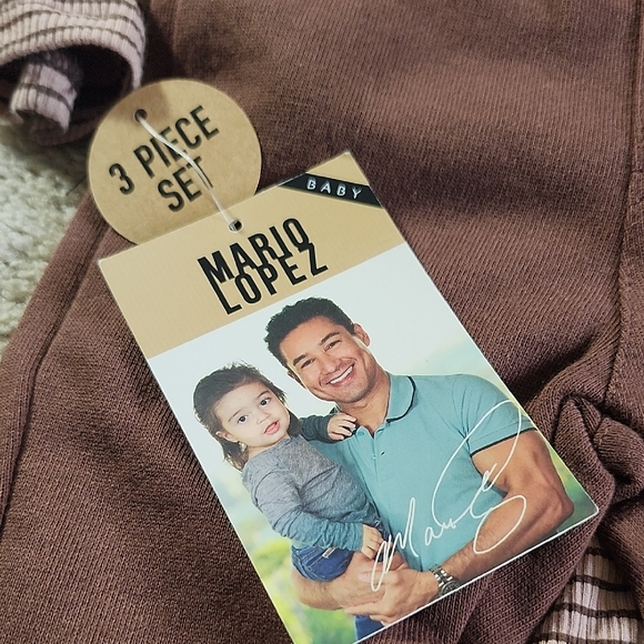 Mario Lopez Striped Brown Baby Outfit Set - Picture 2 of 5